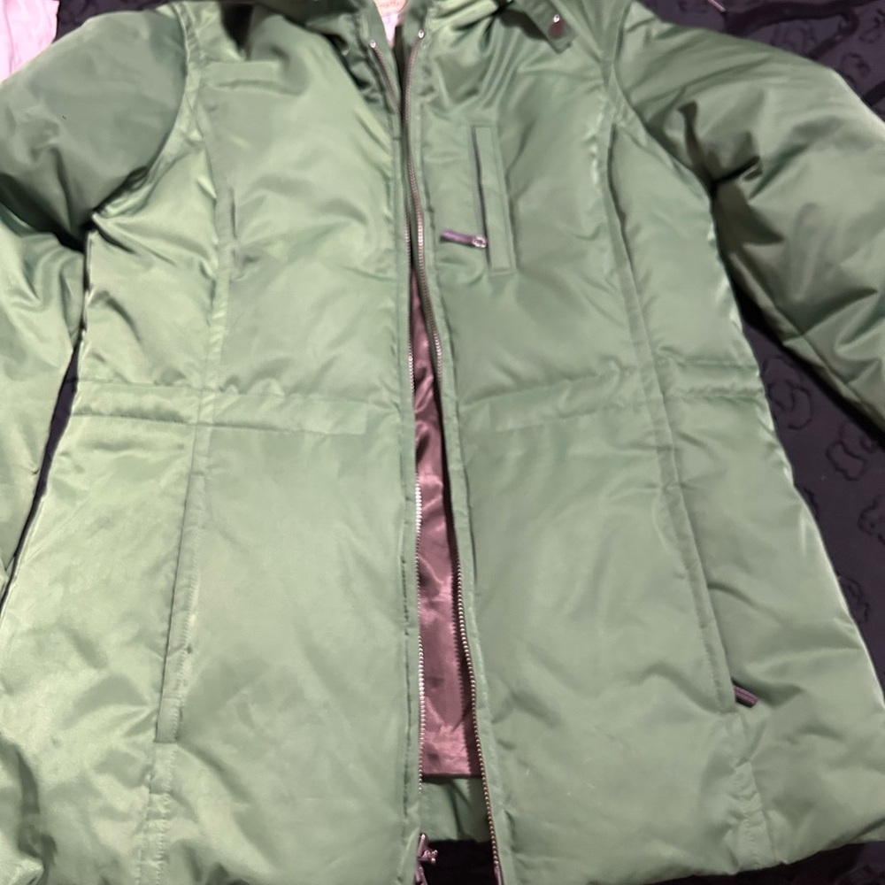 Talbots Green Jacket With Brown Lining - image 4